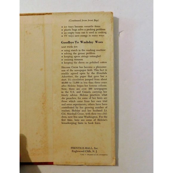 Heloise's Housekeeping Hints SIGNED 3rd Printing 1962 Hardcover Dust Jacket - Picture 8 of 10